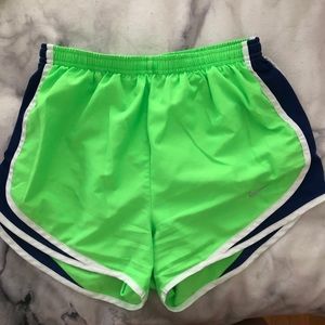 Green/blue Nike tempo shorts